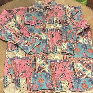 Panhandle Slim Multicolor Pastel Western Shirt with Navy Label